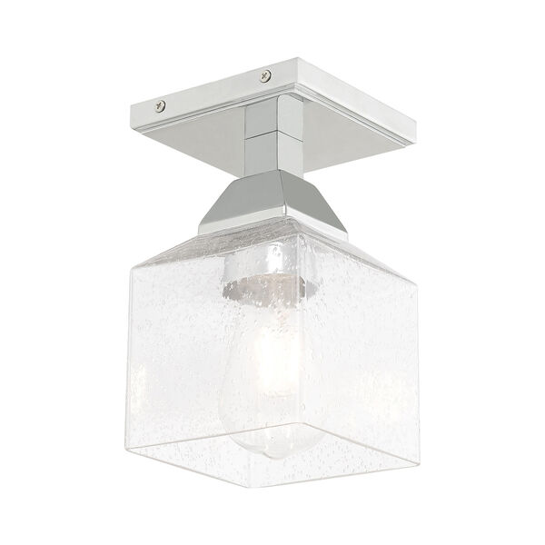 Aragon Polished Chrome 5-Inch One-Light Ceiling Mount with Hand Blown Clear Seeded Glass, image 3