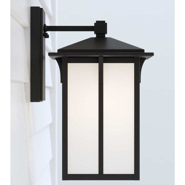 Tomek Black One-Light Outdoor Wall Sconce with Etched White Shade, image 5