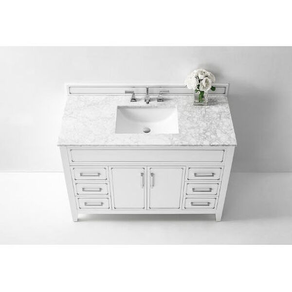 Aspen White 48-Inch Bath Vanity Set with Italian Carrara White Marble, image 6