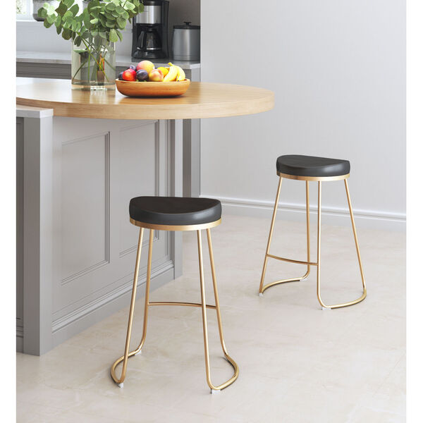 Bree Black and Gold Counter Stool, Set of Two, image 2