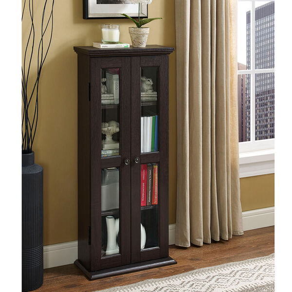 41-inch Espresso Wood Media Tower Cabinet, image 1