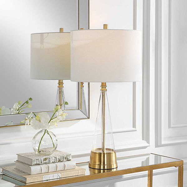 Loring Cone Glass Brass One-Light Table Lamp, image 2