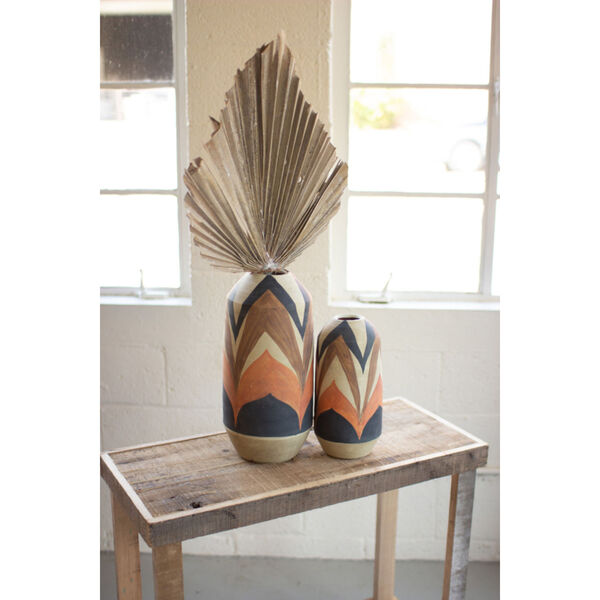 Tan and Brown Ceramic Vase, Set of 2, image 1