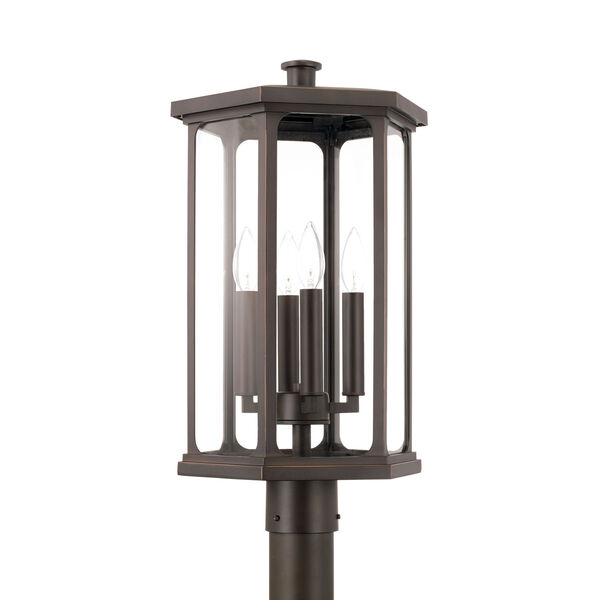 Walton Oiled Bronze Outdoor Four-Light Post Lantern with Clear Glass, image 1
