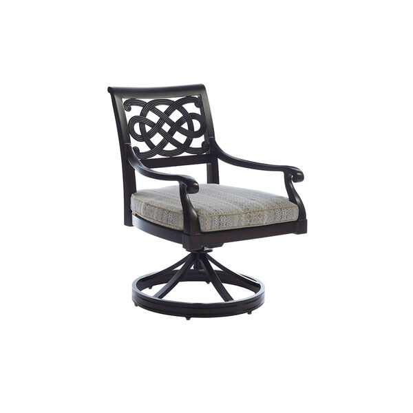 Royal Kahala Black Sands Dark Brown and Beige Swivel Rocker Dining Chair, image 1