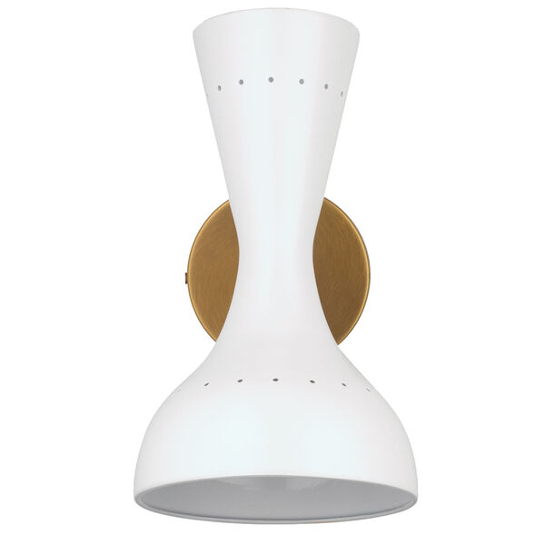 Pisa White Lacquer And Antique Brass Two-Light Wall Sconce, image 1