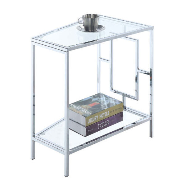 Town Square Clear Glass and Chrome 16-Inch Wedge End Table, image 2