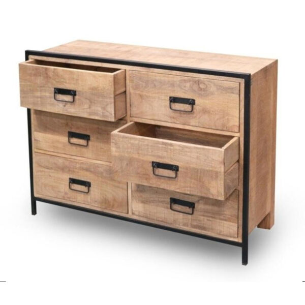 Outbound Natural and Black Six Drawer Chest, image 3