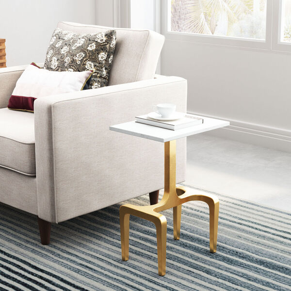 Clement White and Gold Side Table, image 2