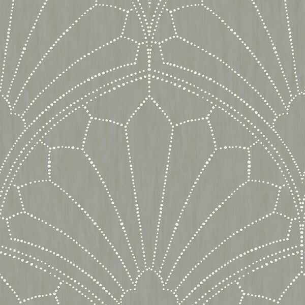 Boho Rhapsody Cinder Gray and Ivory Scallop Medallion Unpasted Wallpaper, image 2
