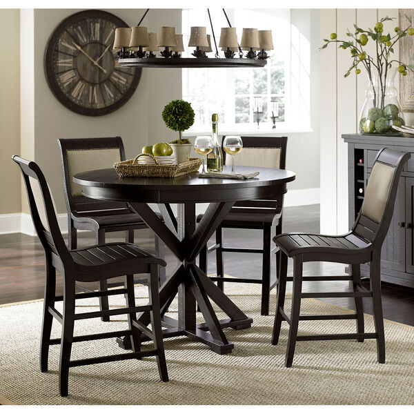 Willow Distressed Black Counter Upholstered Chair, Set of 2, image 2