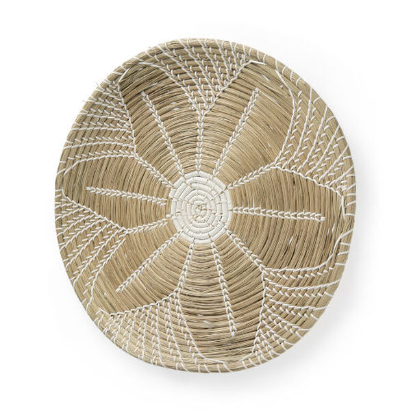 Mekhi Light Brown and White Round Wall Hanging Plate, image 1