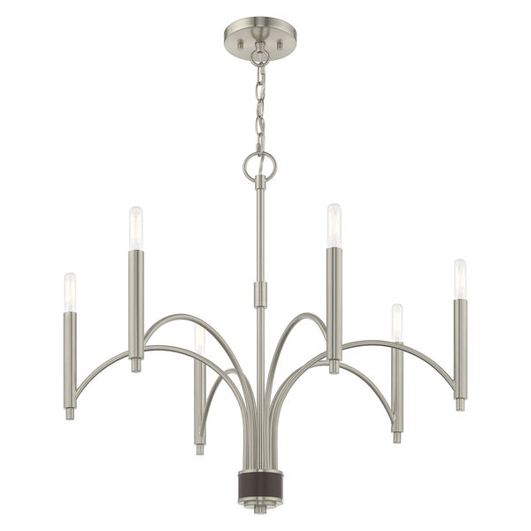 Wisteria Brushed Nickel 26-Inch Six-Light Chandelier, image 4