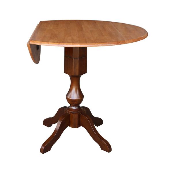 Cinnamon and Espresso 36-Inch High Round Pedestal Dual Drop Leaf Table, image 2