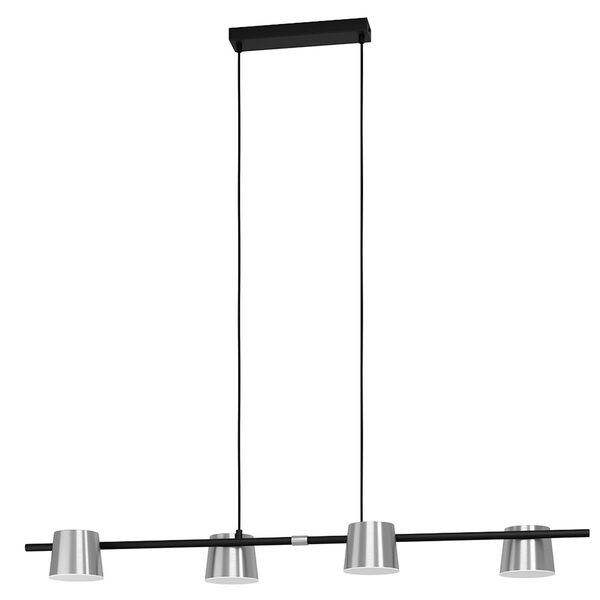 Altamira Structured Black Four-Light LED Linear Mini Pendant with Matte Nickel Shade, image 1