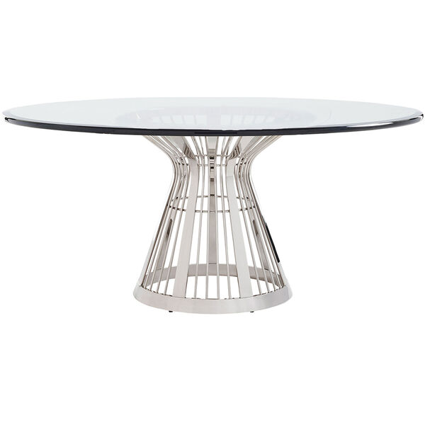 Ariana Silver Riviera Stainless Dining Table With 72 In. Glass Top, image 1