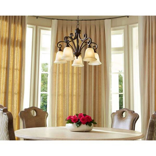 Bryant Five-Light Oiled Bronze with Antique Gold Chandelier, image 2