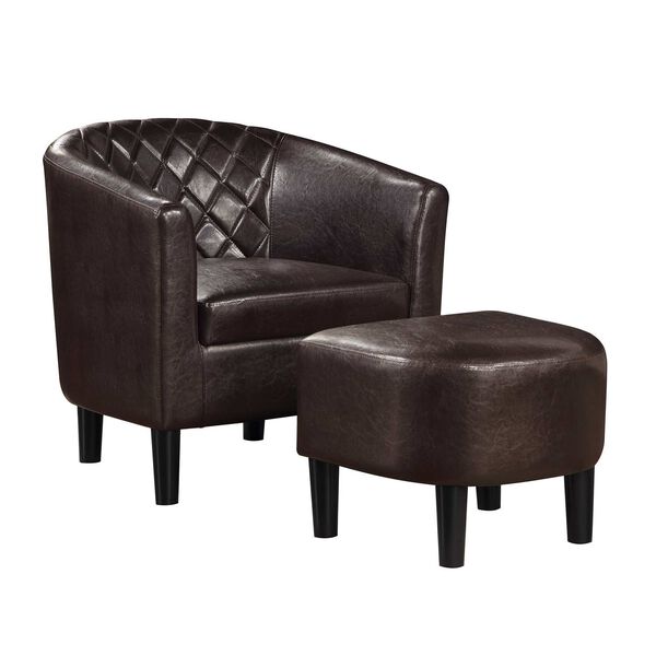 Take A Seat Espresso Faux Leather Roosevelt Accent Chair with Ottoman, image 1