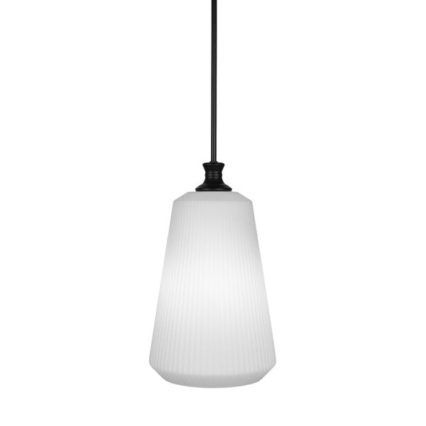 Carina Matte Black 11-Inch One-Light Pendant with Opal Frosted Glass Shade, image 1