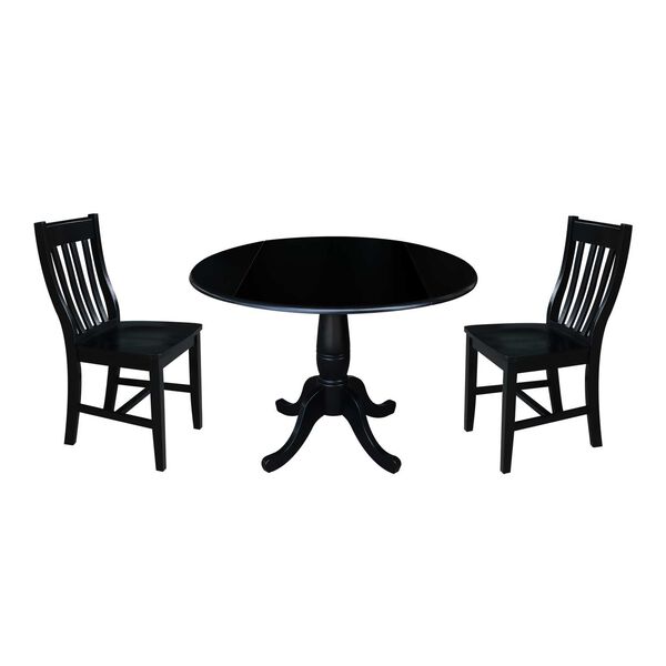 Black Round Top Pedestal Table with Chairs, 3-Piece, image 5