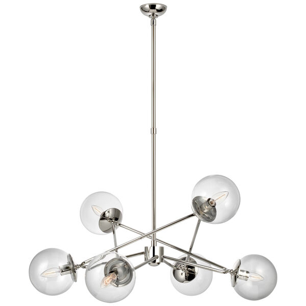Turenne Large Dynamic Chandelier in Polished Nickel with Clear Glass by AERIN, image 1