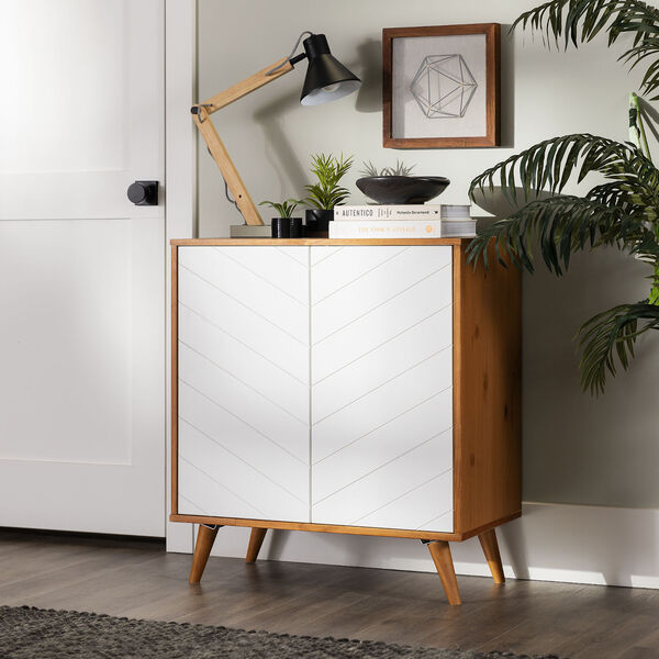 Kenswick White and Caramel Two Door Cabinet, image 1