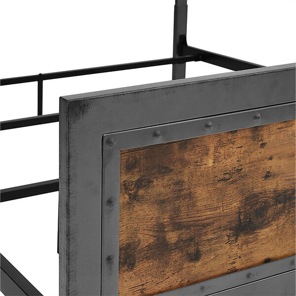 Queen Size Industrial Wood and Metal Bed - Brown, image 5