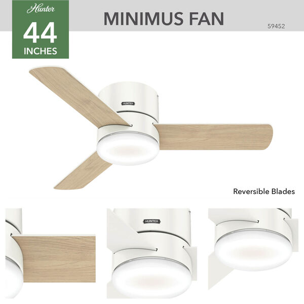 Minimus Low Profile Fresh White 44-Inch LED Ceiling Fan, image 4