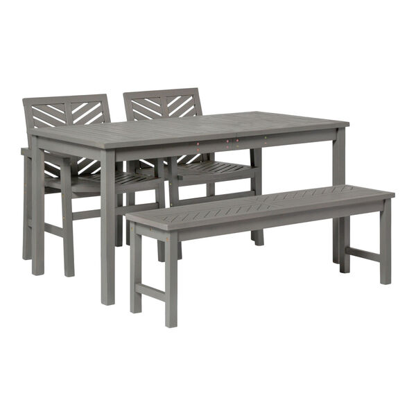 Gray Wash 32-Inch Four-Piece Chevron Outdoor Dining Set, image 4