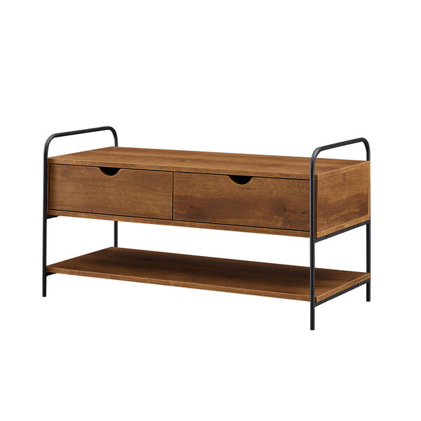 Alissa Natural Walnut Two Drawer Entry Bench with Shoe Storage, image 5