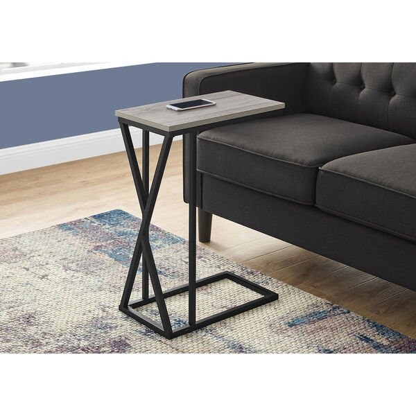 Gray and Black Rectangle End Table, image 2
