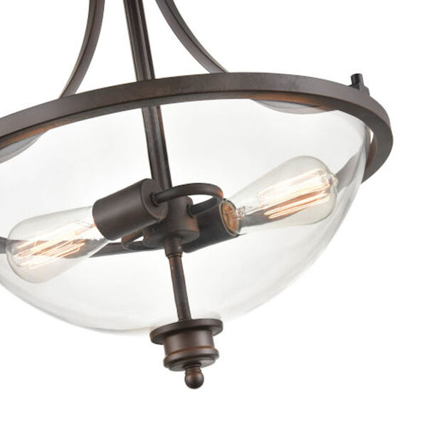 Fredrick Rubbed Bronze Two-Light Chandelier with Transparent Glass, image 3