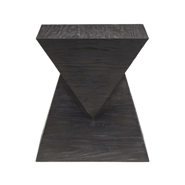 Peyton Distressed Wood Double Triangular Prism End Table, image 3