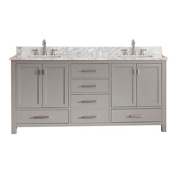 Modero Chilled Gray 72-Inch Double Vanity Combo with White Carrera Marble Top, image 2