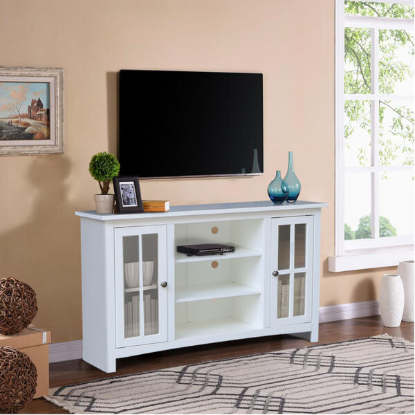 White 48-Inch TV Stand with Two Door, image 1