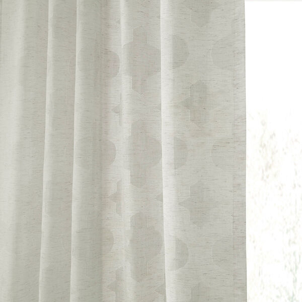 Ivory Tile Patterned Faux Linen Single Panel Curtain 50 x 96, image 7