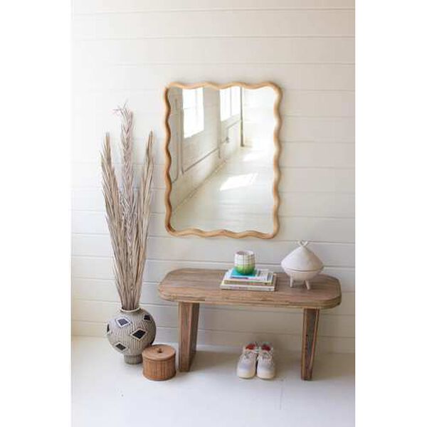 Rattan Wood Wooden Squiggle Framed Mirror, image 2