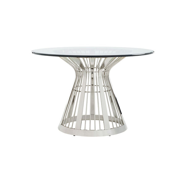Ariana Silver Riviera Stainless Dining Table With 48 In. Glass Top, image 1