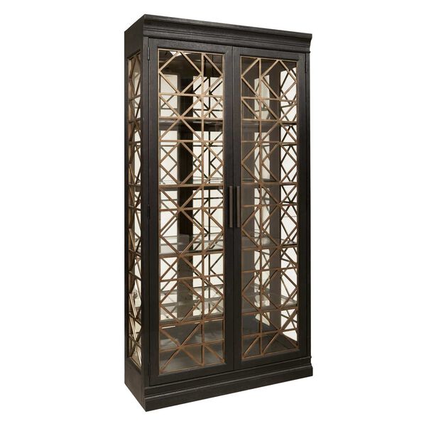 Pulaski Accents Black Four Shelf Display Cabinet with Decorative Glass Doors, image 6