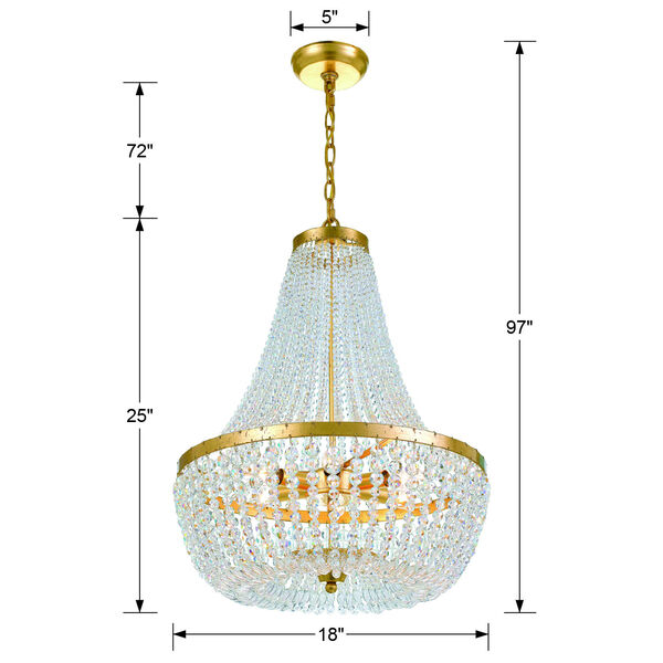 Rylee Antique Gold Six Light Chandelier with Hand Cut Faceted Crystal Beads, image 6