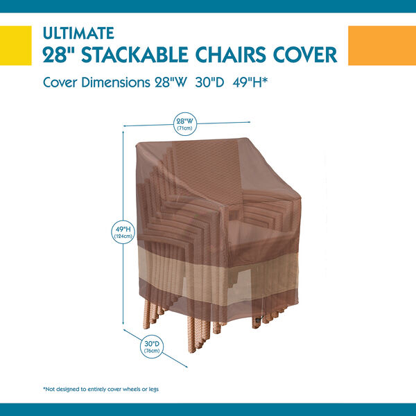 Ultimate Mocha Cappuccino 28 In. Stackable Patio Chair Cover, image 3
