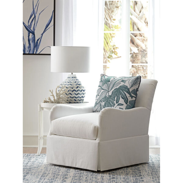 Ocean Breeze White Palm Frond Swivel Chair, image 3