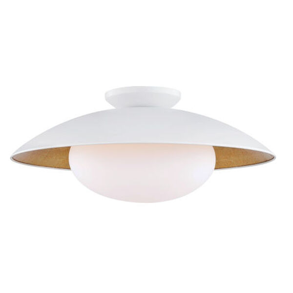 Vince White and Gold One-Light Semi-Flush Mount, image 1