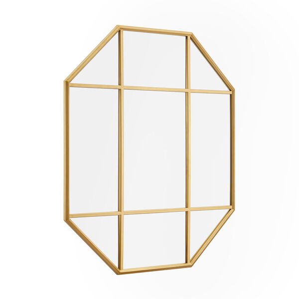 Gold Metal and Glass Windowpane Mirror, image 4