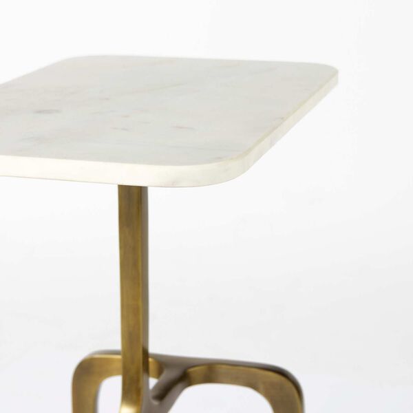 Preston White Marble Top with Gold Metal Accent Table, image 6