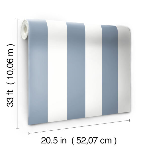 Waters Edge Blue Awning Stripe Pre Pasted Wallpaper, image 5