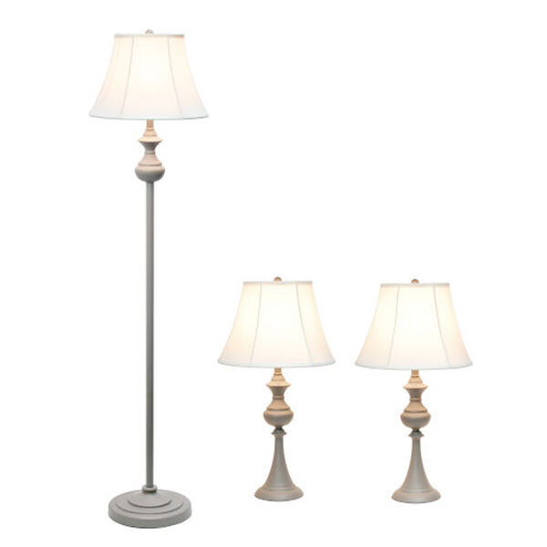 Quince Gray and White Lamp Set, Three Piece, image 2