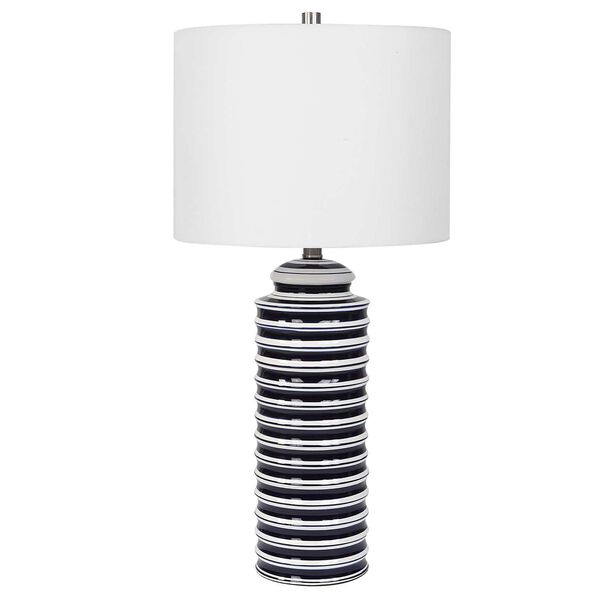 Charlotte Navy and White Stripe One-Light Table Lamp, image 5