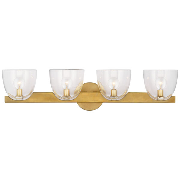 Carola 4-Light Bath Sconce in Hand-Rubbed Antique Brass with Clear Glass by AERIN, image 1