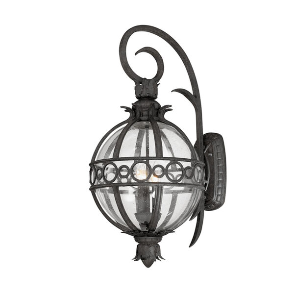 Campanile French Iron Three-Light Exterior Wall Sconce, image 1